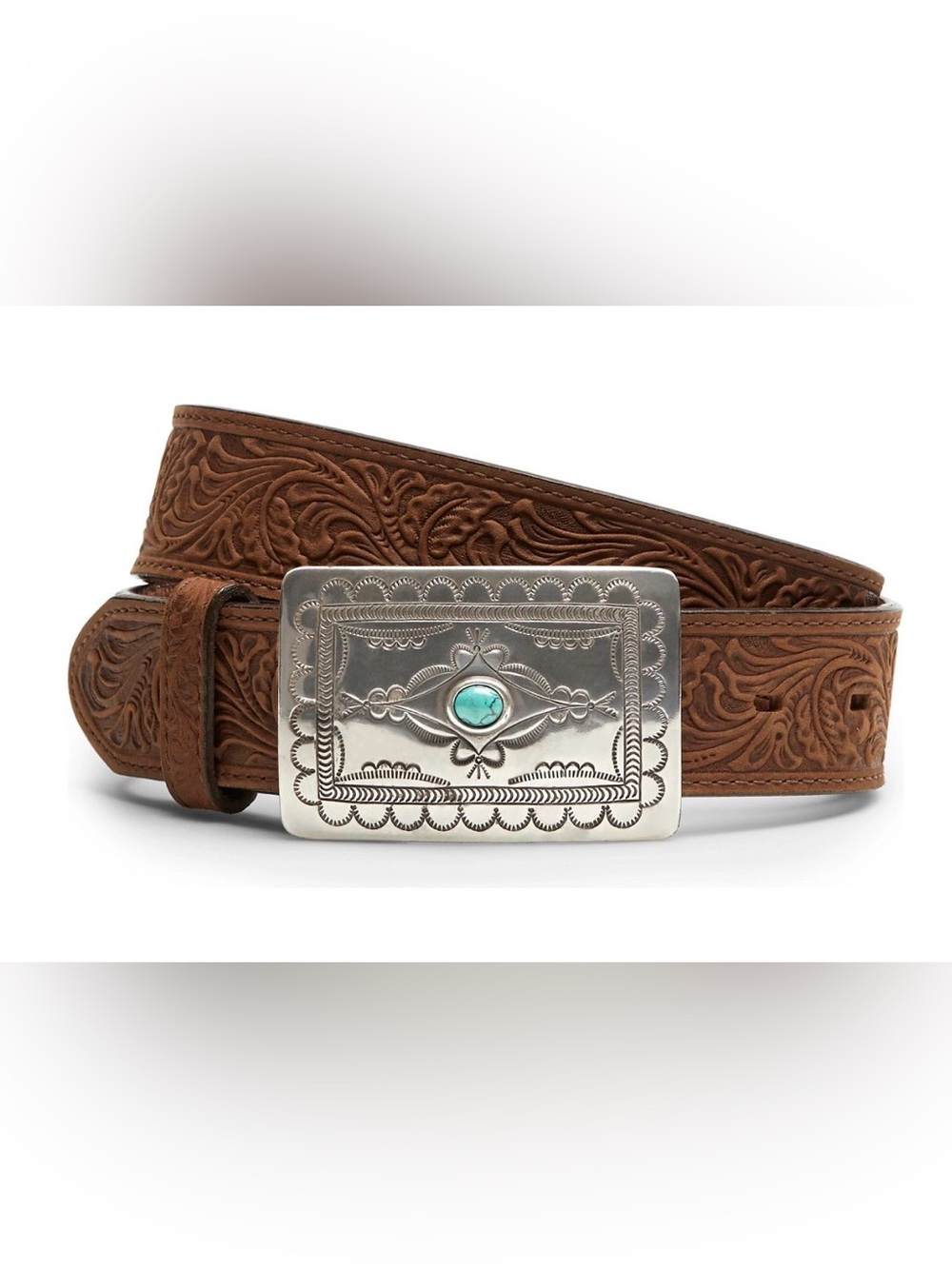 Tony Lama Brown Tooled Leather Western Navajo Spirit Belt Sz. 36